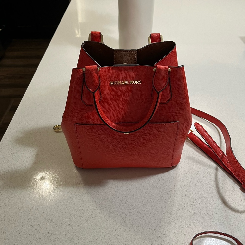 Michael Kors Small bucket bag orange purse,